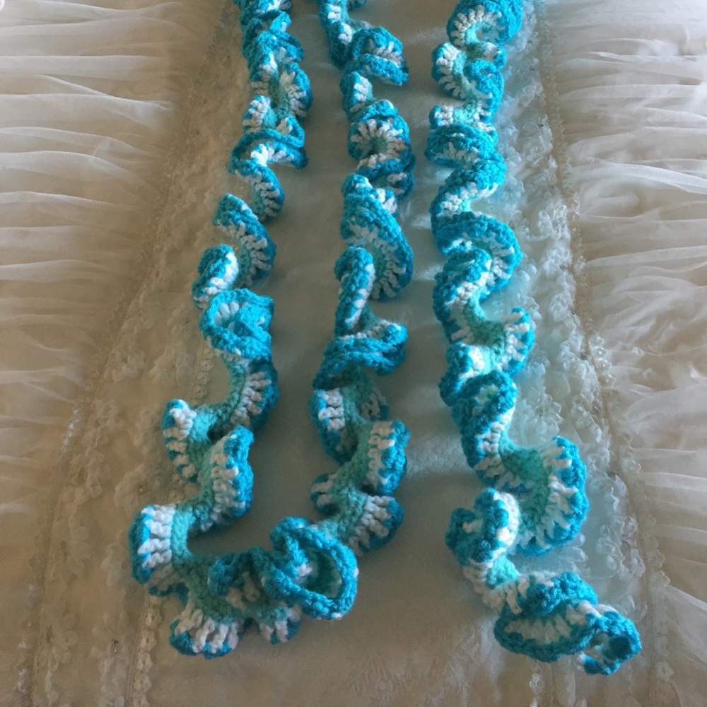 Garland Spiral Ruffle Aqua Blue Crochet